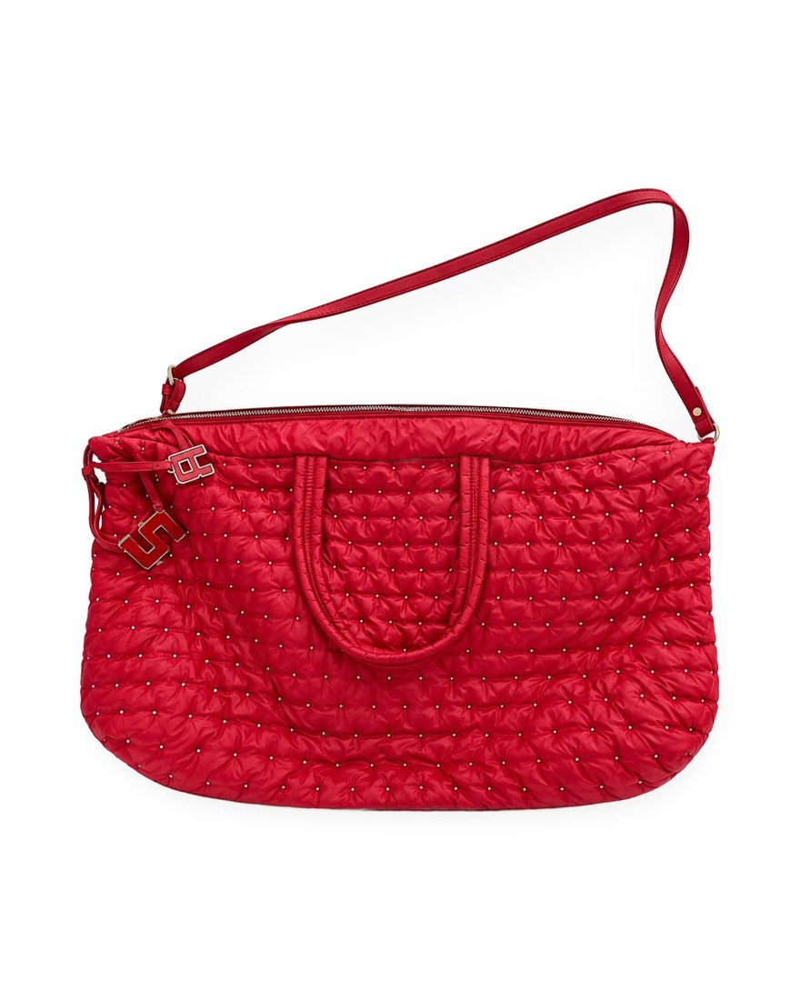 Sonia Rykiel red quilted studded tote