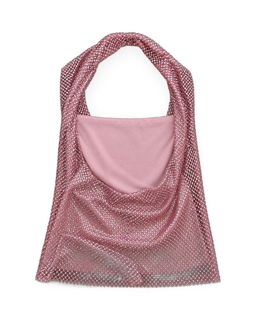 Zara pink rhinestone mesh halter top, back