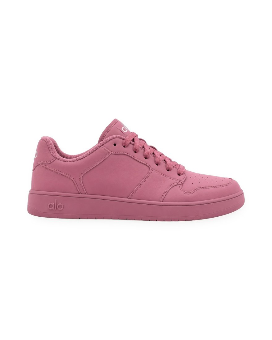 Alo Yoga pink leather sneakers, side view