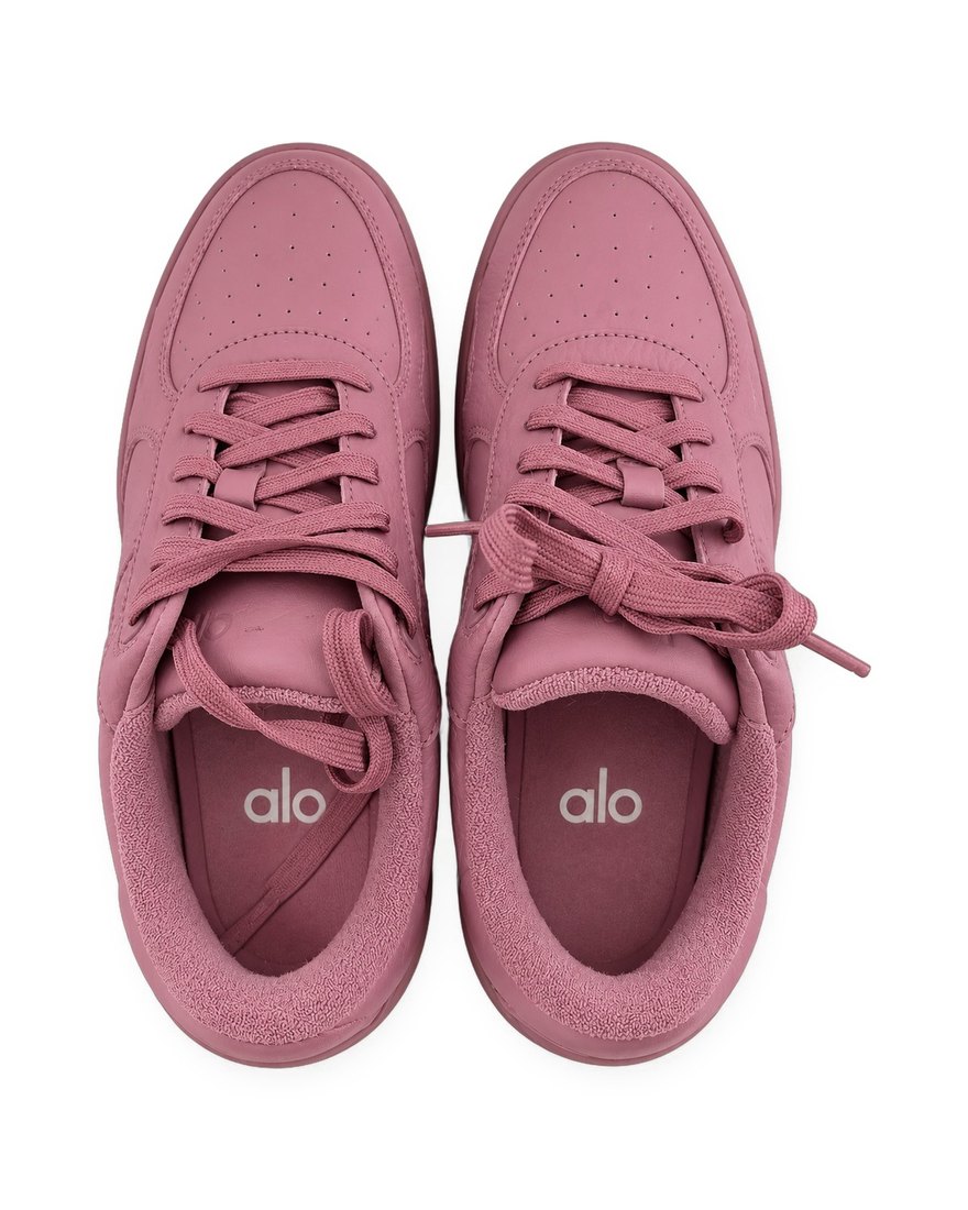 Alo Yoga pink leather sneakers, top view