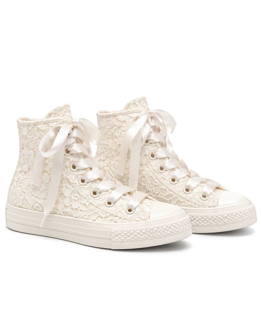 Converse Chuck 70 cream crochet lace high-tops, pair