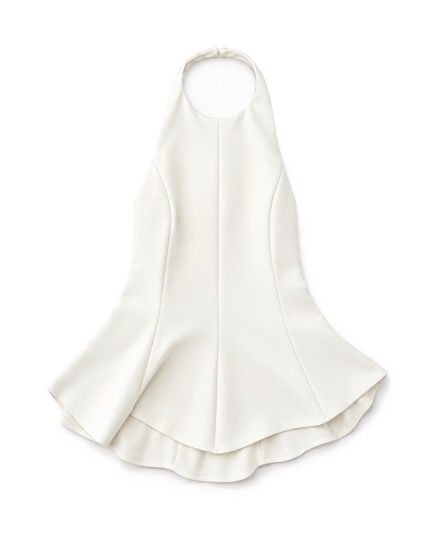 Zara ivory halter-neck peplum top