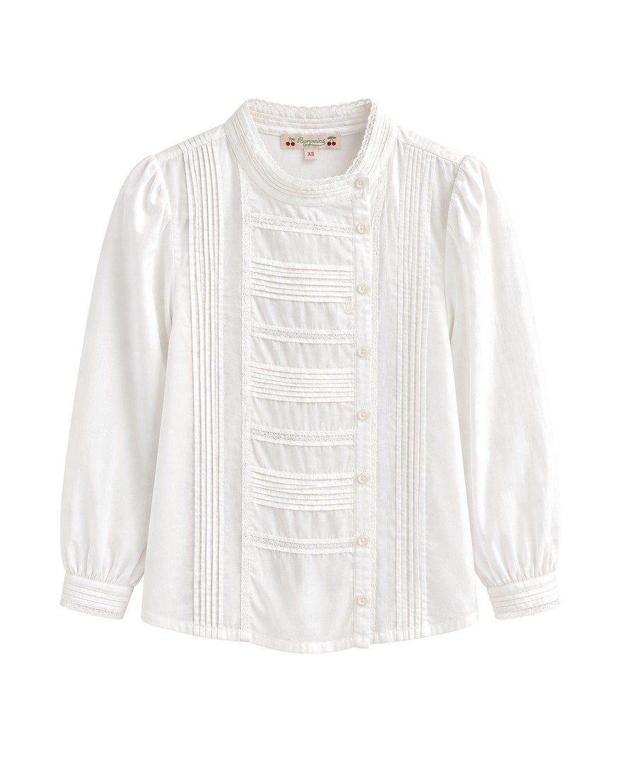 Bonpoint white pintuck and lace blouse