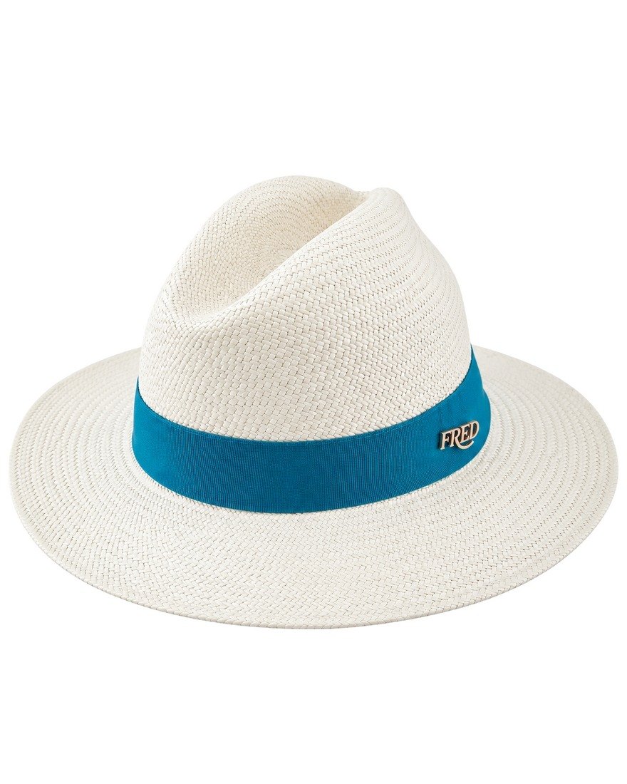 Fred x Roland-Garros white Panama hat with teal band