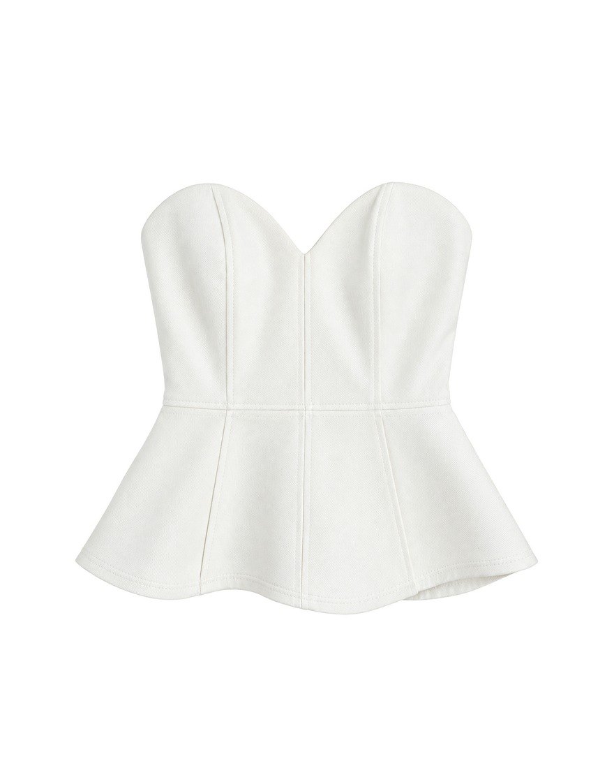 Zara white strapless peplum bustier top