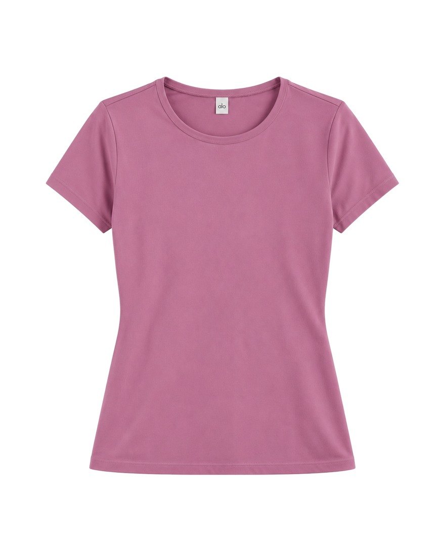 Alo Yoga mauve fitted performance tee, front