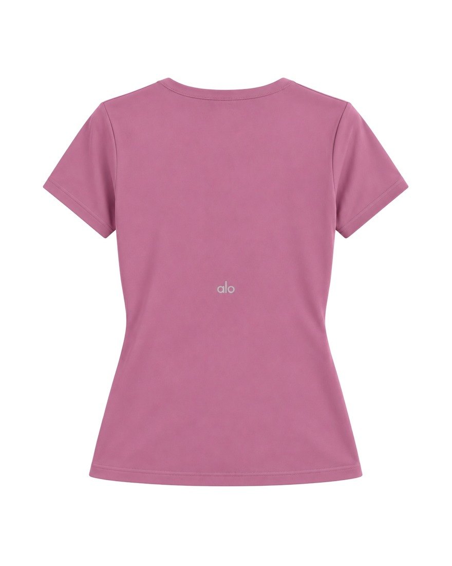 Alo Yoga mauve fitted performance tee, back