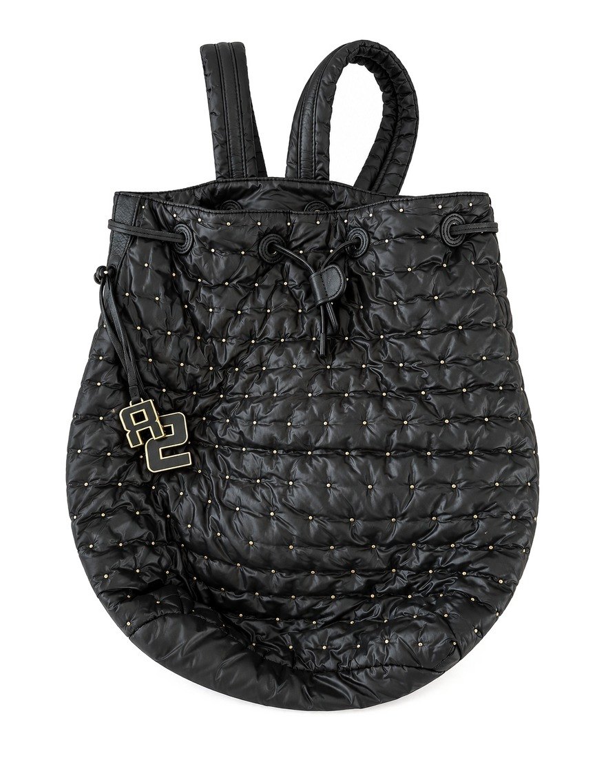Sonia Rykiel black quilted studded nylon backpack