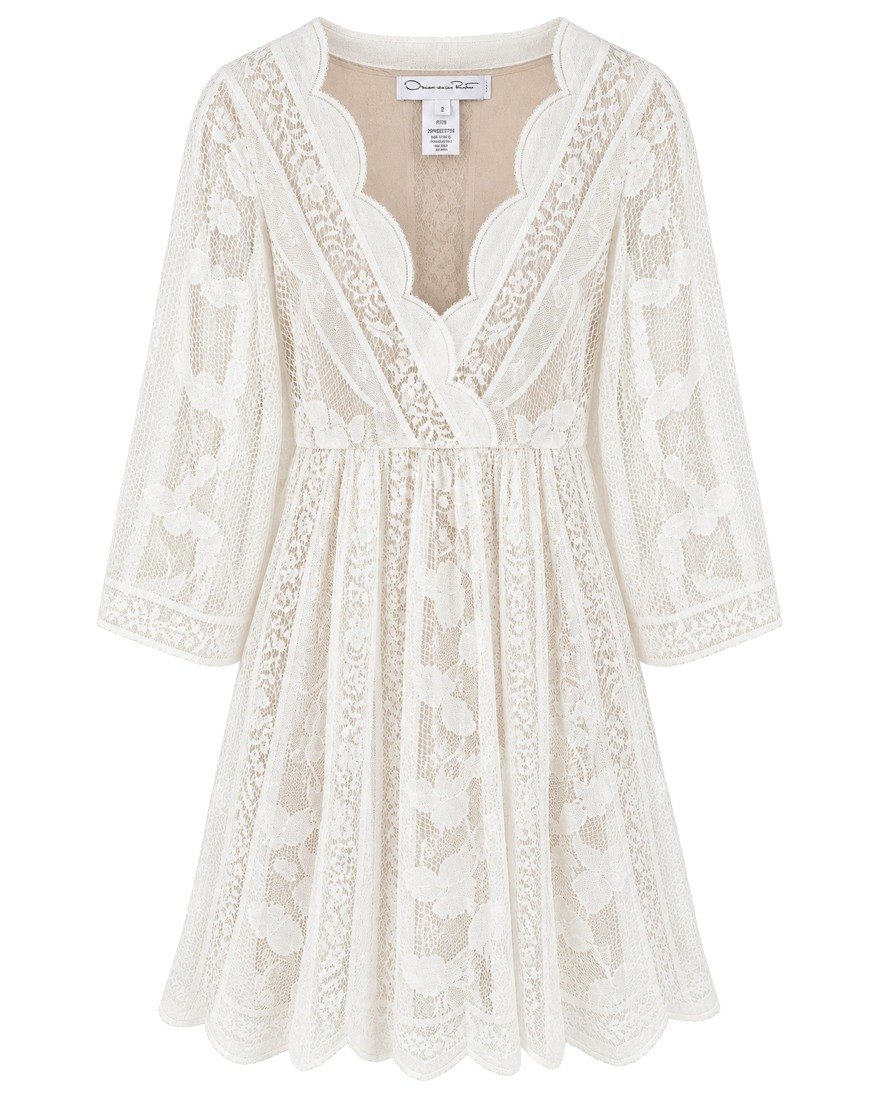 Oscar de la Renta ivory lace mini dress