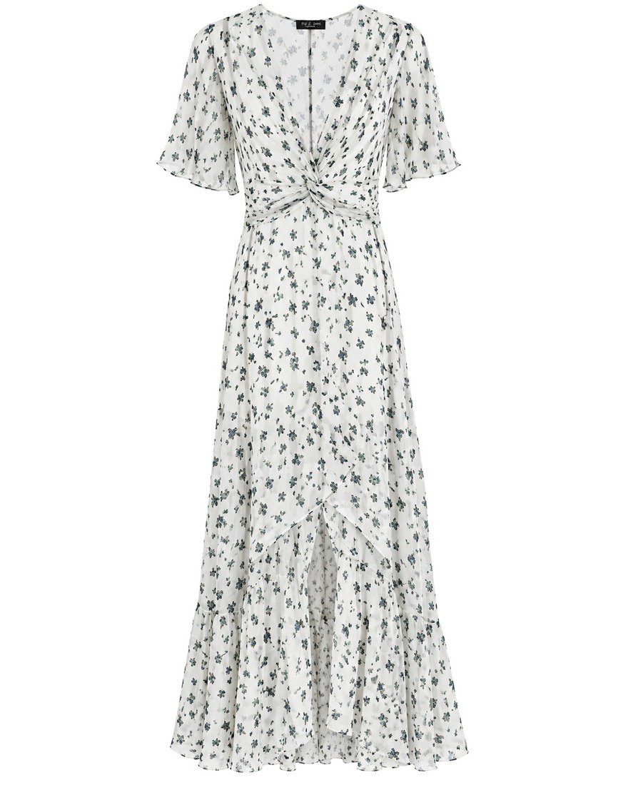 rag & bone ivory floral chiffon twist-front maxi dress