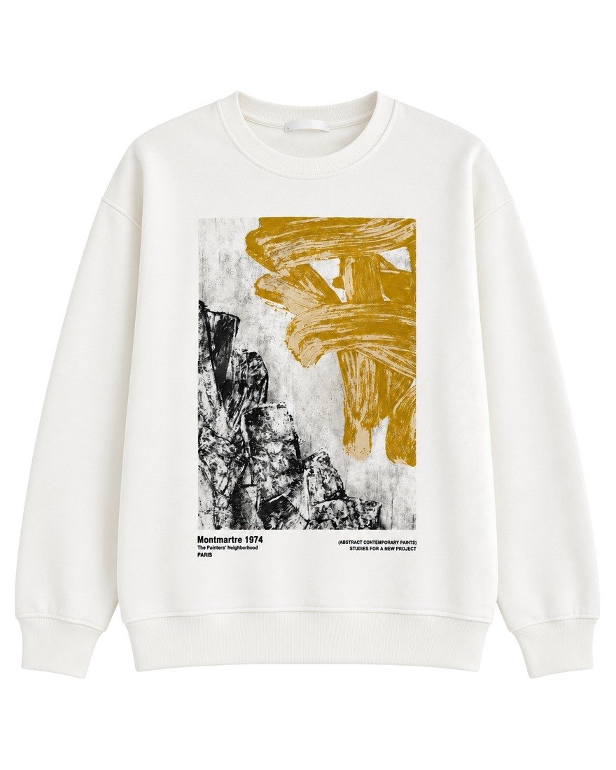 Zara ecru sweatshirt with Montmartre 1974 abstract print