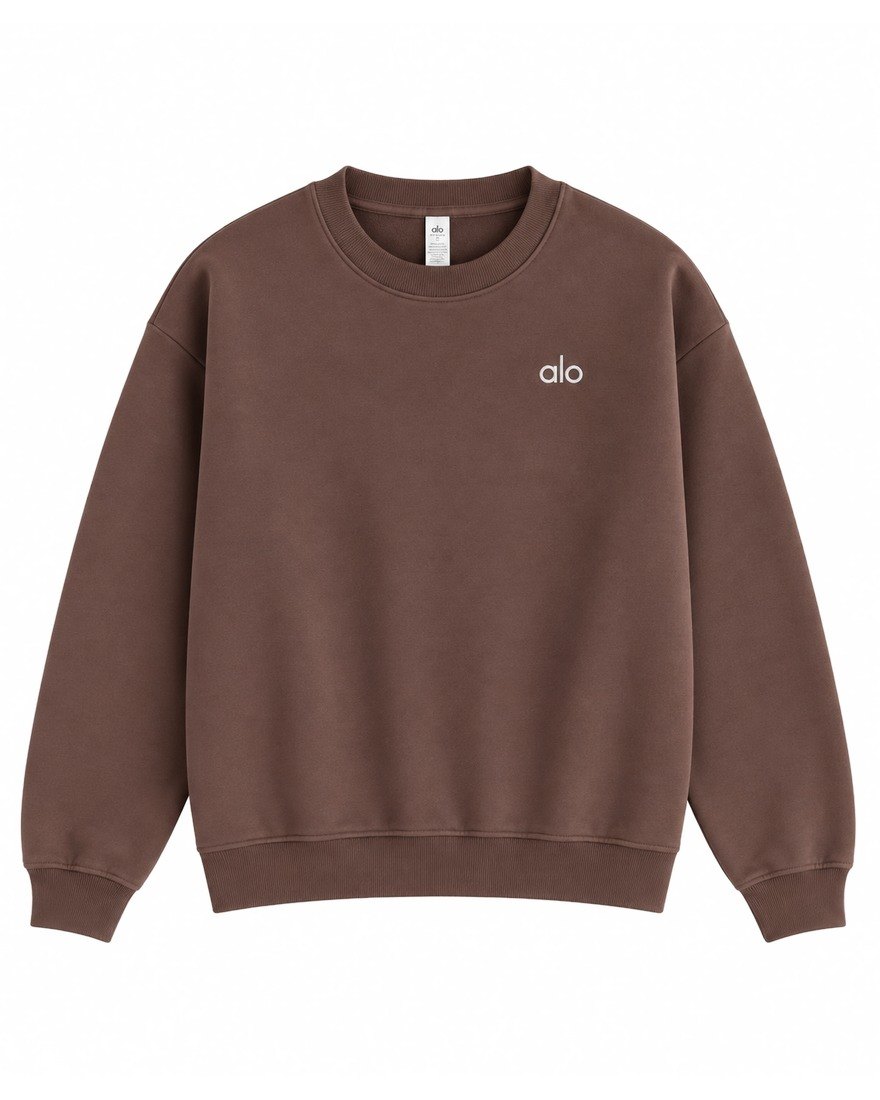 Alo Yoga Accolade crew-neck sweatshirt, chocolate brown