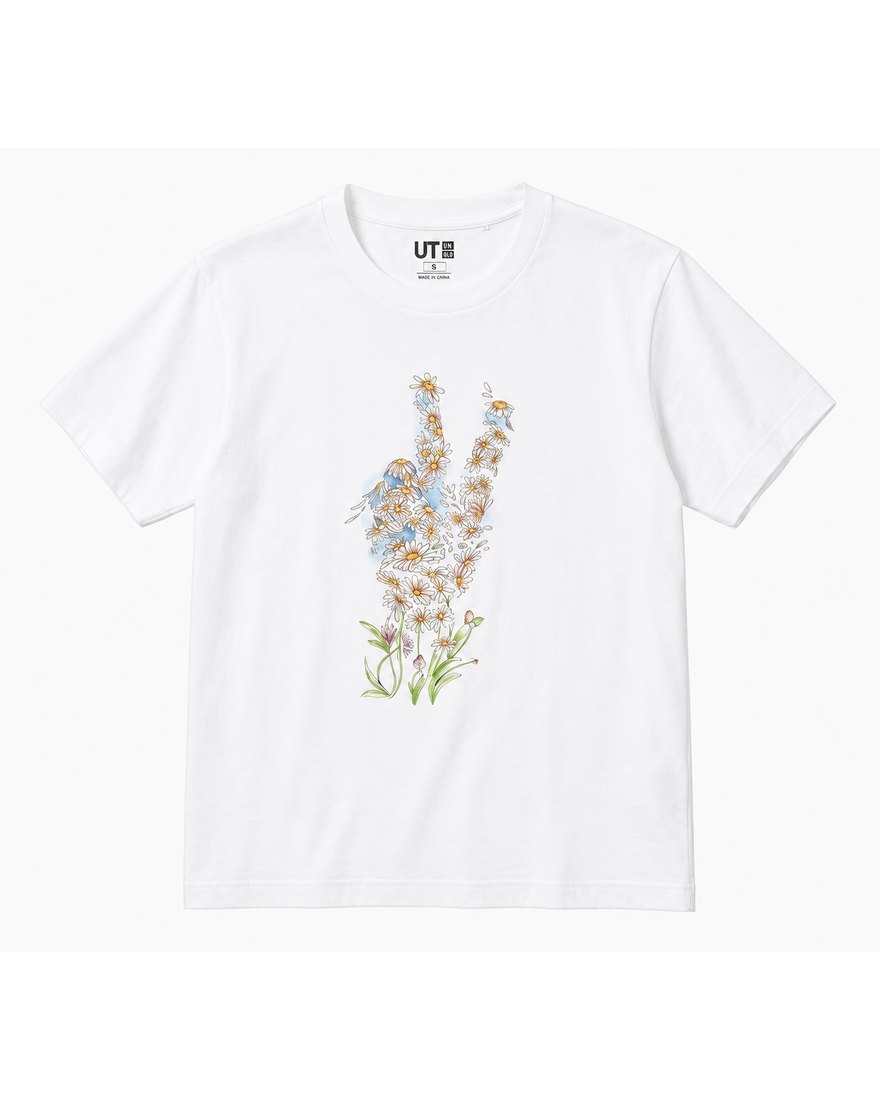 Uniqlo UT x Jonathan William Anderson white T-shirt with daisy peace-sign print
