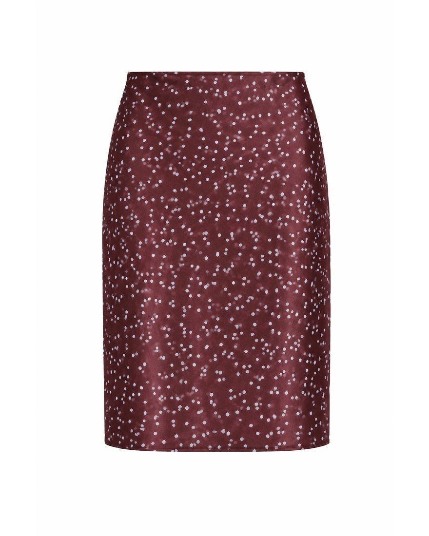 Zara burgundy satin polka-dot midi skirt