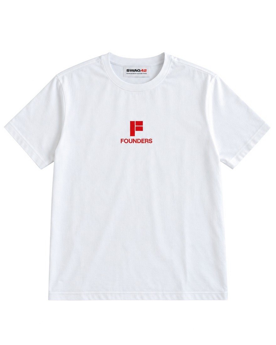SWAG42 white unisex T-shirt with red Founders logo