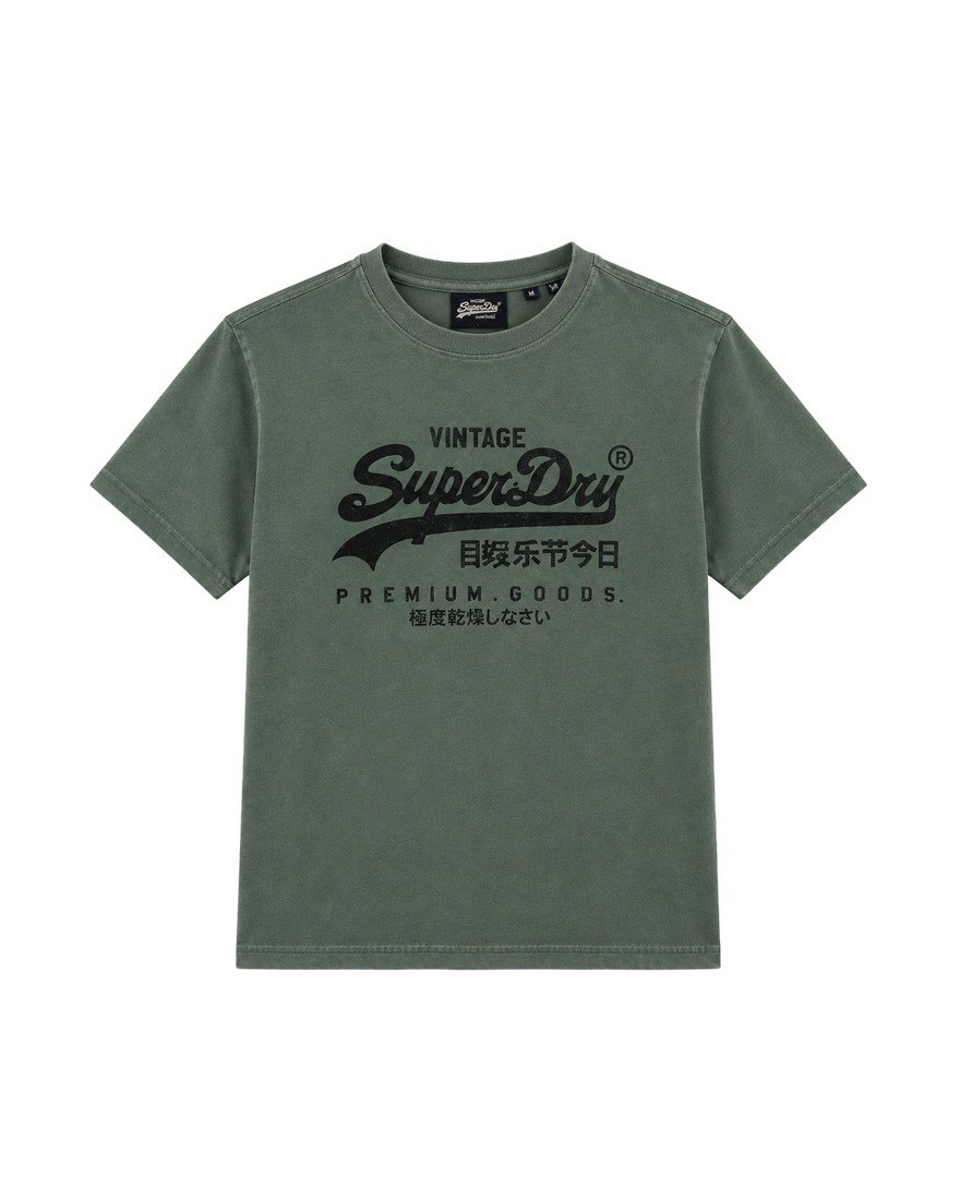 Superdry washed khaki Vintage Logo T-shirt
