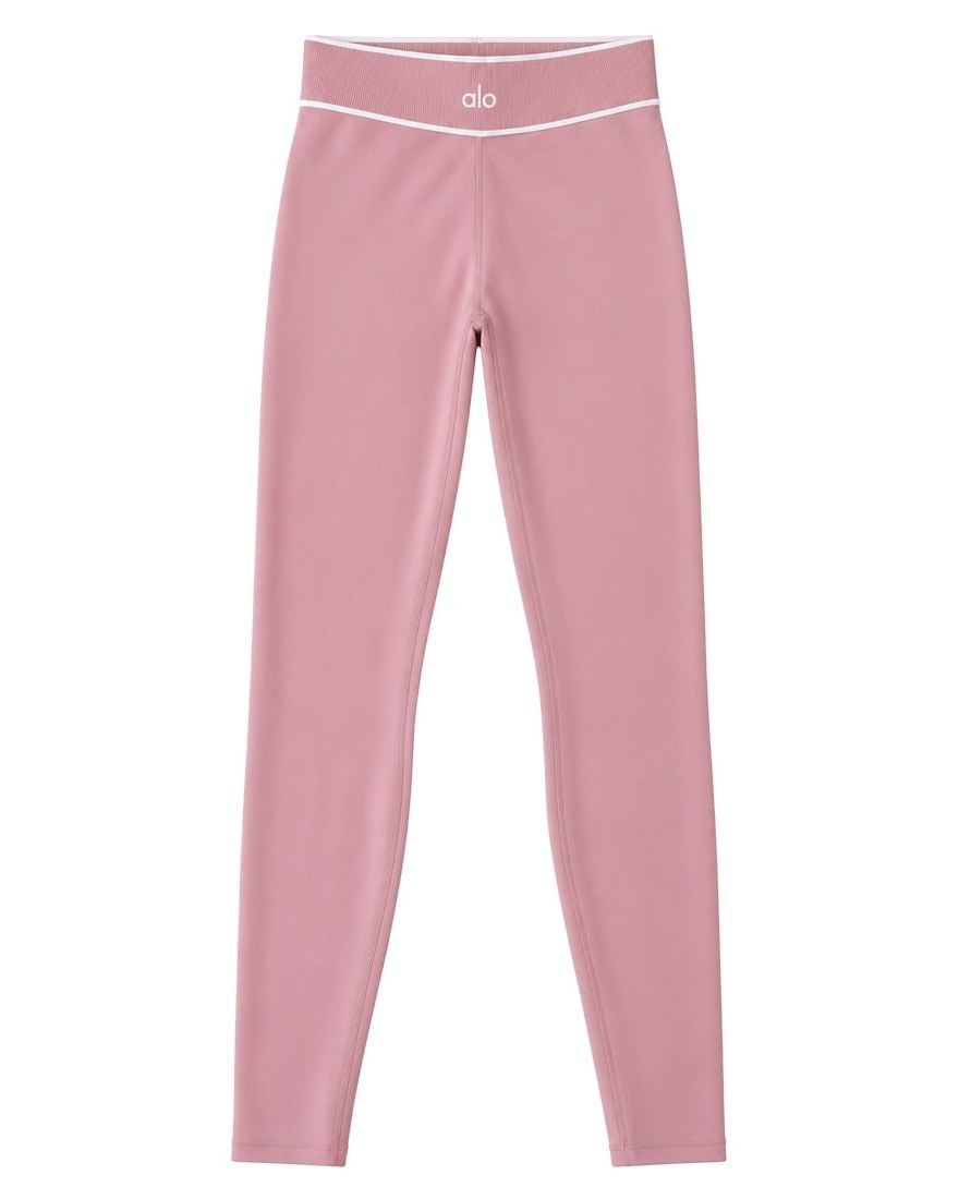 Alo Yoga dusty pink Airlift leggings with ribbed logo waistband