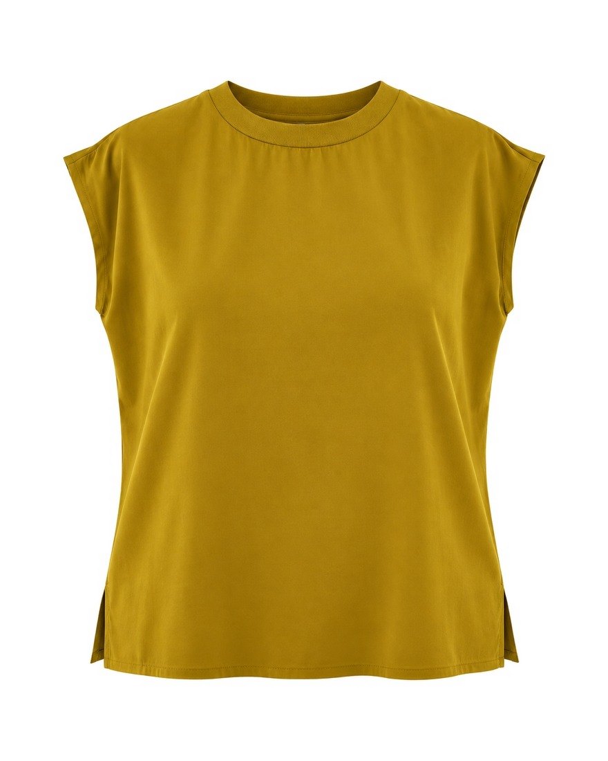Adolfo Dominguez mustard cap-sleeve crêpe top